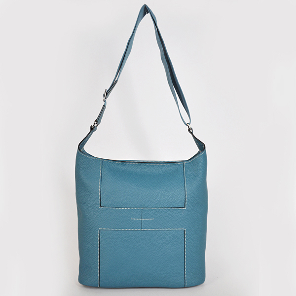 1033 Hermes Buona Novella Bag in pelle clemence in Medium Blue